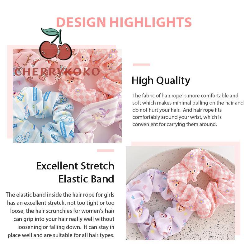 🍒🍒CHERRYKOKO Dây Buộc Tóc Cao Su Bọc Vải Lông Hình Búp Bê Sanrio Dễ Thương Thời Trang Thu Đông