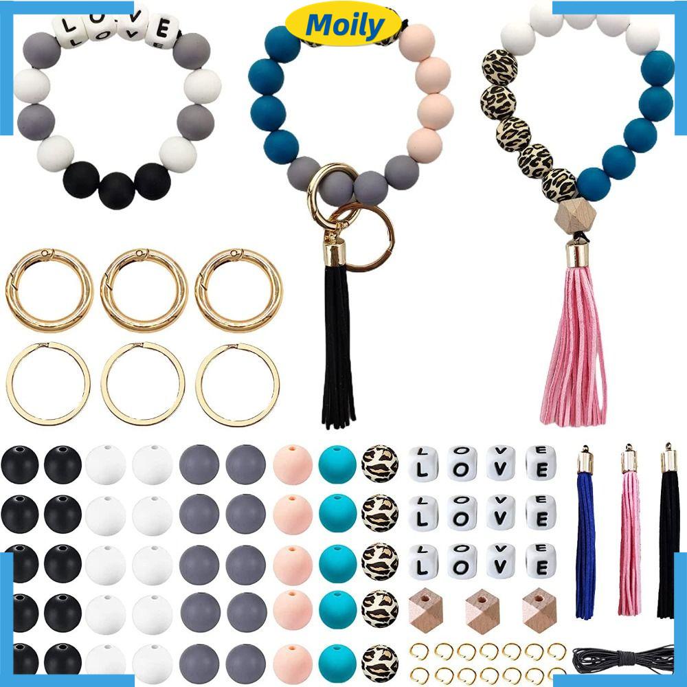 MOILYVN Bộ 84 Hạt Silicone Chữ Cái Làm Móc Khóa Xe Hơi