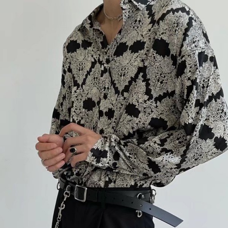 Áo Sơ Mi Dài Tay Họa Tiết Hoa Cao Cấp Thời Trang Theo Phong Cách Pháp Cho Nam