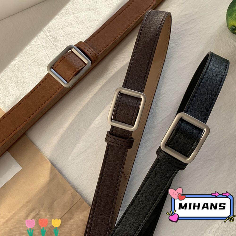 MIH Thắt Lưng Da PU Khóa Chốt Cài Phối Quần Jean Thời Trang Cho Học