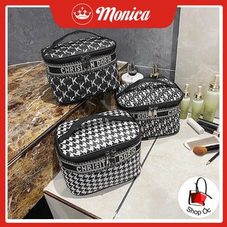 Túi hộp nữ dio hoạ tiết sang trọng , túi đựng mỹ phẩm e352 - monica