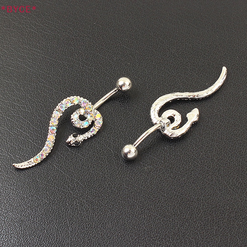 Khuyên Rốn Hình Rắn Bằng Thép Không Gỉ Đính Đá Cá Tính Mới