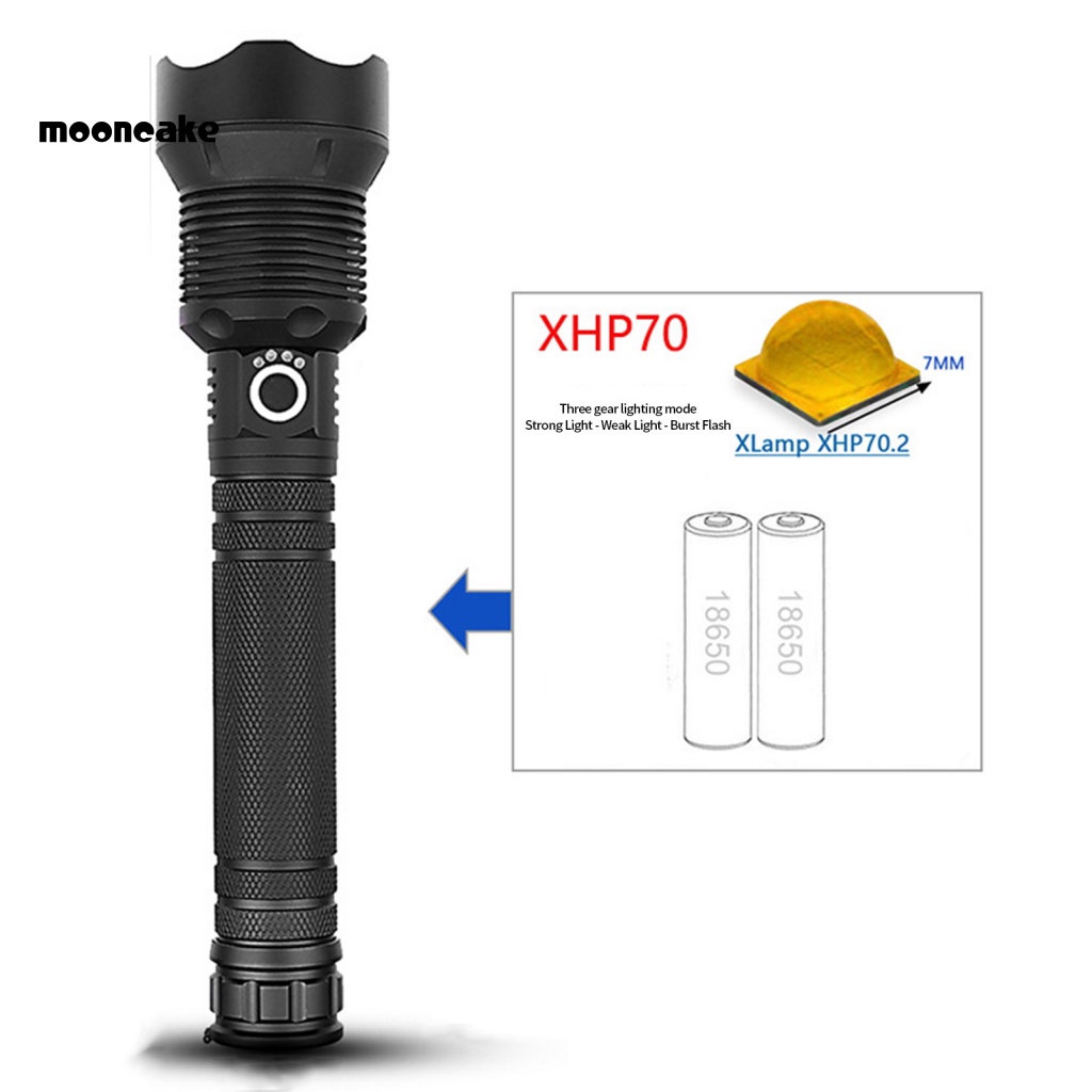 Đèn Pin LED 3 Bánh Răng Type-C Bằng Hợp Kim Nhôm Có Thể Sạc Lại Dùng Cho Cắm Trại Ngoài Trời