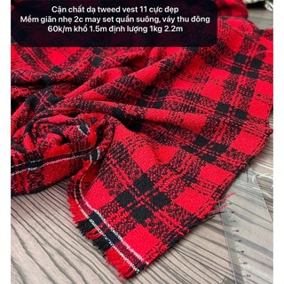 Vải Dạ Tweed - Nanh S-ói -Vải kim tuyến, Chân Váy Hàn Quốc may áo khoác, có 10 màu mang-to,vest,zip