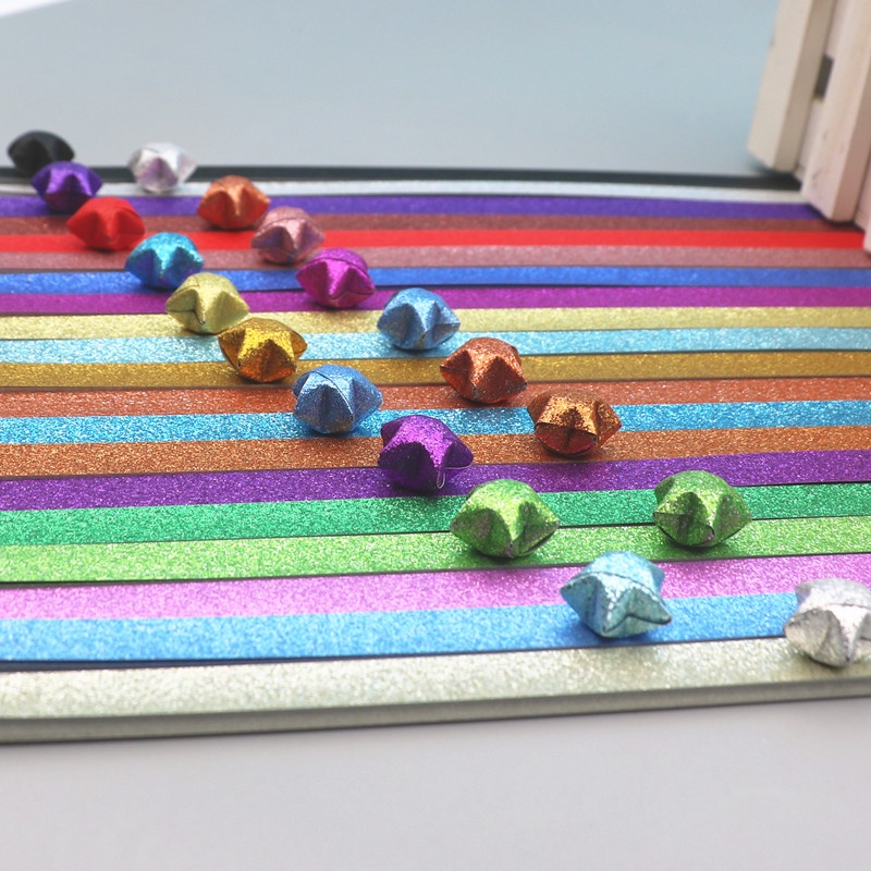 Set 520 Giấy Gấp Sao Kim Tuyến May Mắn Nhiều Màu | Bear House