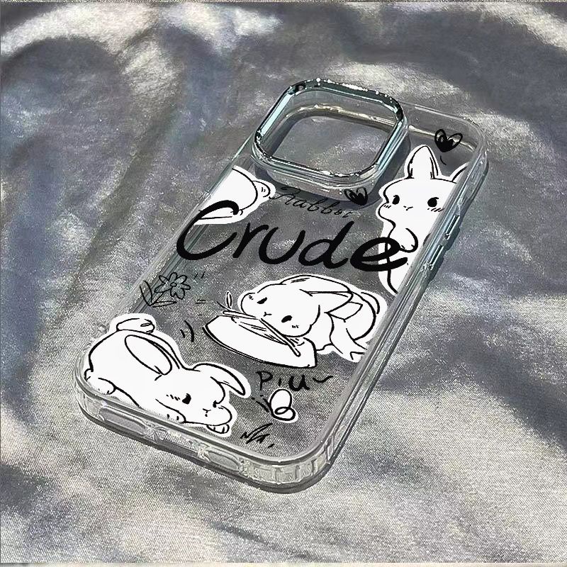 ✅Ốp Điện Thoại Mềm Chống Sốc Hình Thỏ Màu Đen Đơn Giản Cho Iphone 14pro 11plusmax13 8iPhone127 SOMC