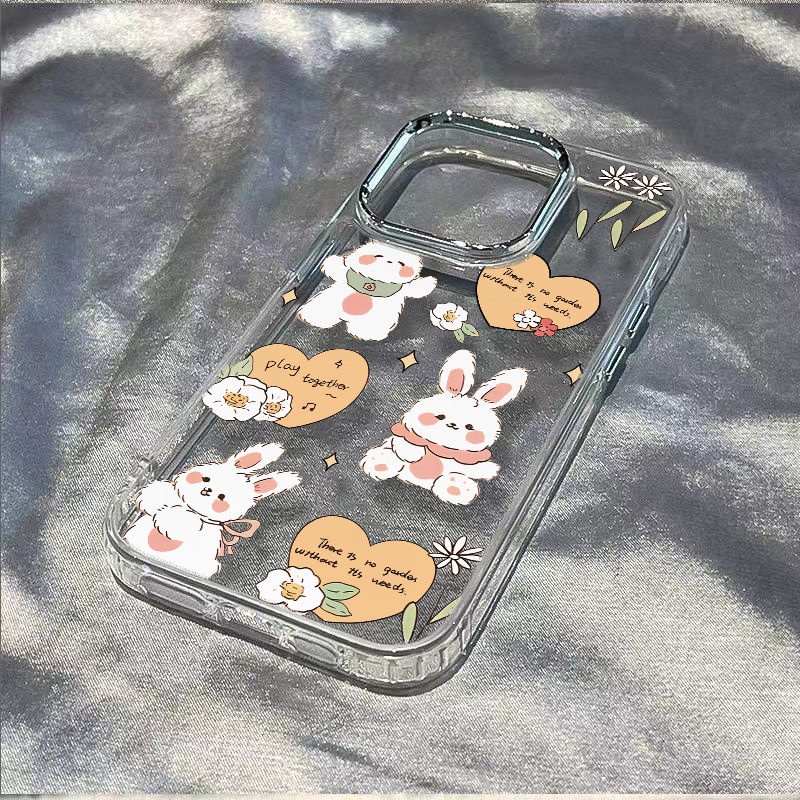 ✅Ốp Điện Thoại Dẻo Họa Tiết Chú Thỏ Phối Lông Dễ Thương Chống Sốc Cho iPhone12 14proplus7max813 11