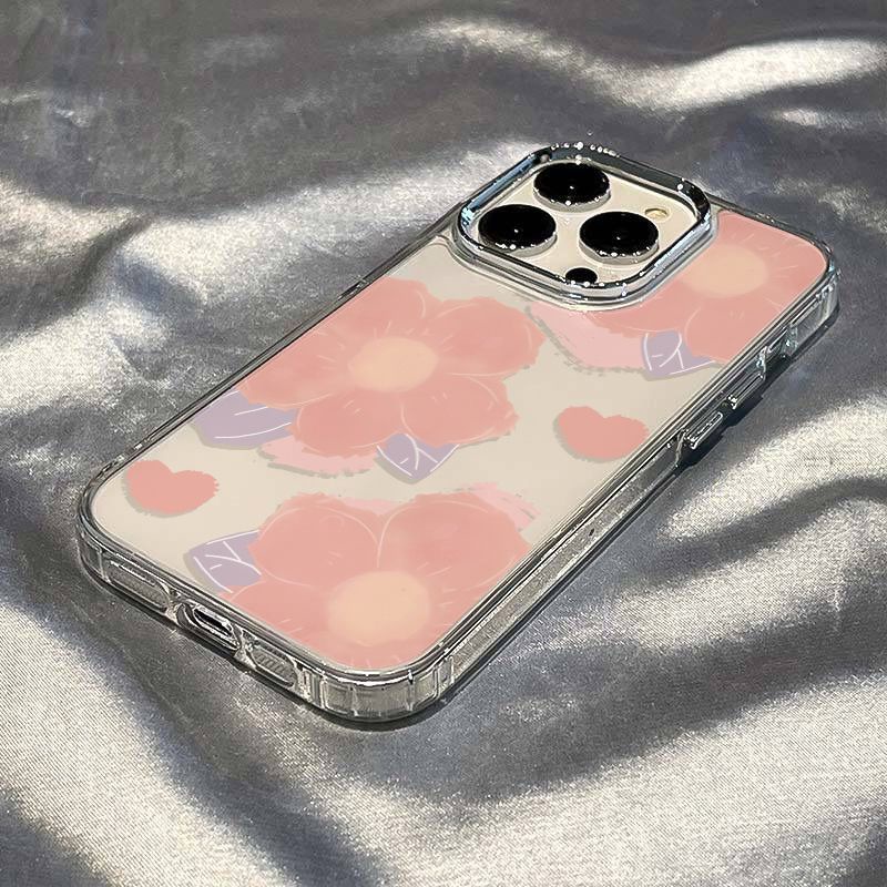 ✅Ốp Điện Thoại Mềm Chống Sốc In Hình Hoa 13In Màu Hồng Đơn Giản Cho Apple plus 14pro 8711iPhone12max