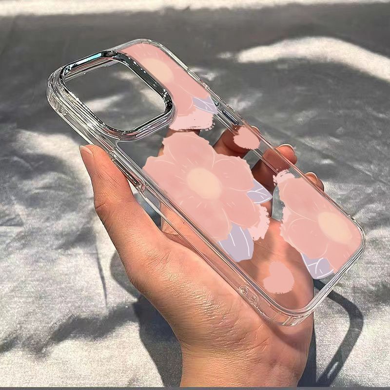 ✅Ốp Điện Thoại Mềm Chống Sốc In Hình Hoa 13In Màu Hồng Đơn Giản Cho Apple plus 14pro 8711iPhone12max