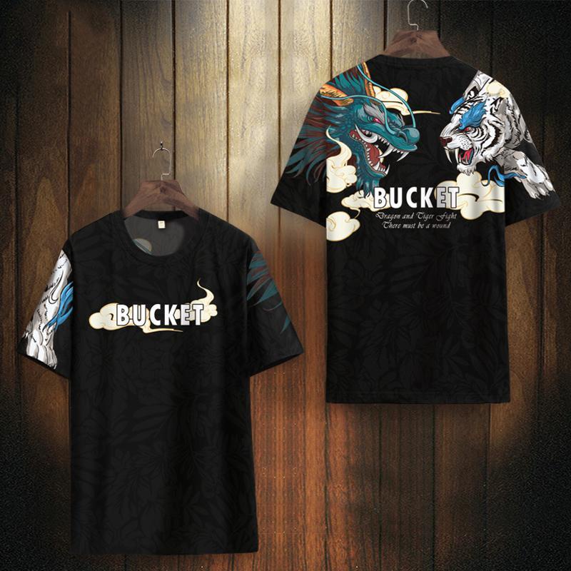 Áo Thun Tay Ngắn In Hình Vòi Nước Phong Cách Trung Hoa Thời Trang Mùa Hè Nhanh Khô Cho Nam