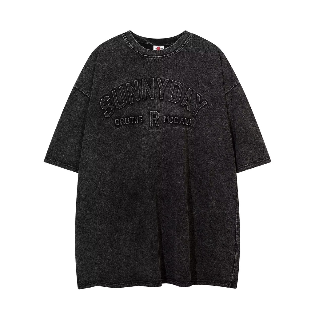 Áo Thun Tay Ngắn In Nổi Họa Tiết Phong Cách Đường Phố Mỹ Mùa Hè Cho Nam