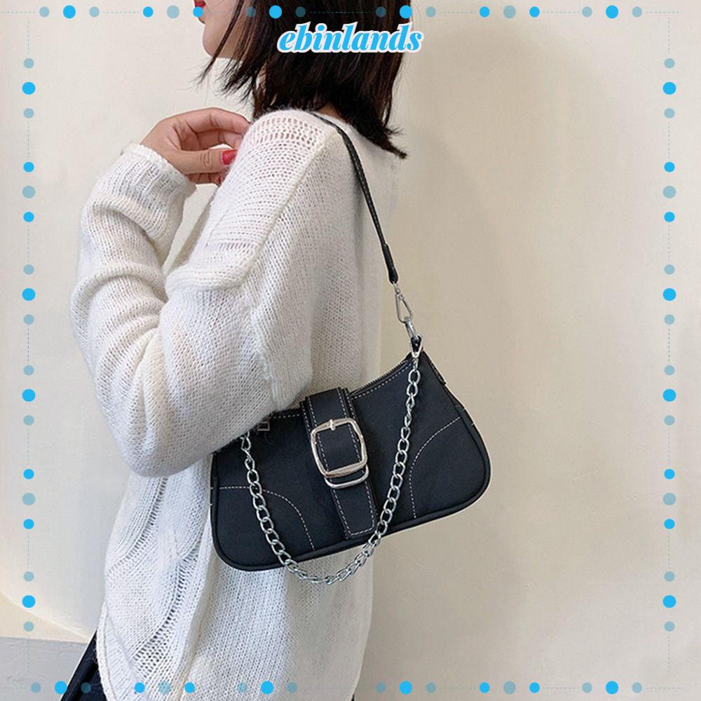 Túi Xách Đeo Vai Vải Denim Phối Dây Xích Thời Trang Sang Trọng