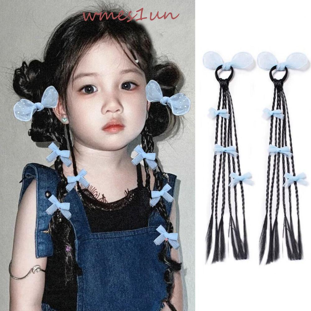 Tóc Giả Thắt Bím Co Giãn Bằng Sợi Tổng Hợp Chất Lượng Cao Trang Trí Hoạt Hình Cho Bé Gái WMES15H