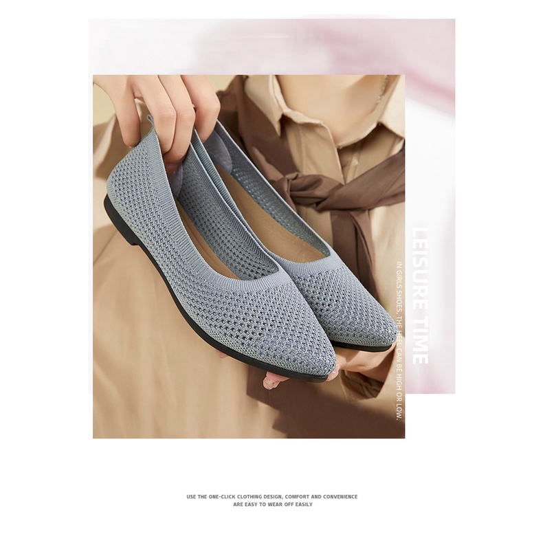 Giày Búp Bê Mềm Mại Mũi Nhọn Màu Trơn Thoáng Khí Cho Phụ Nữ Mang Thai