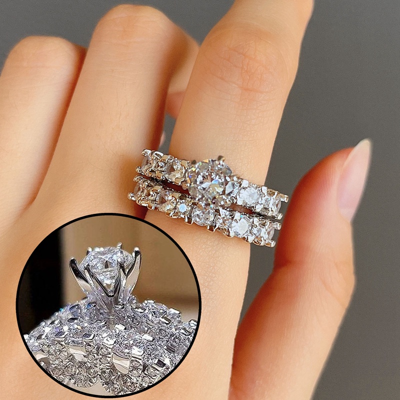 Ygt Set 2 Nhẫn Đính Đá Zircon Sang Trọng Cho Nữ