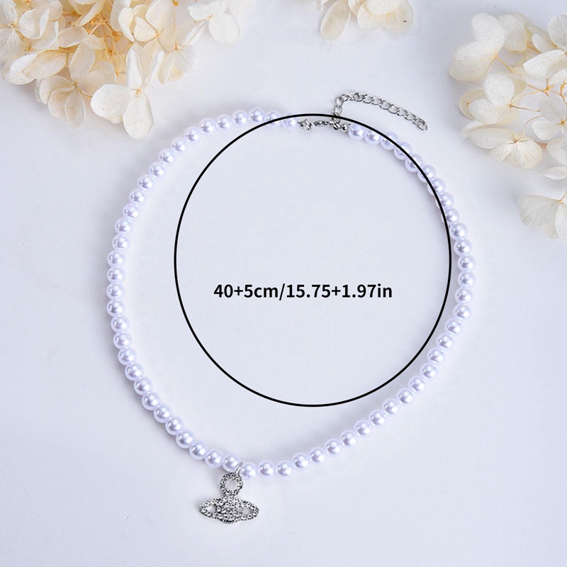 Ygt Vòng cổ Đính Đá Zircon Ngọc Trai Mặt Hình Hành Tinh Cổ Điển Cho Nữ