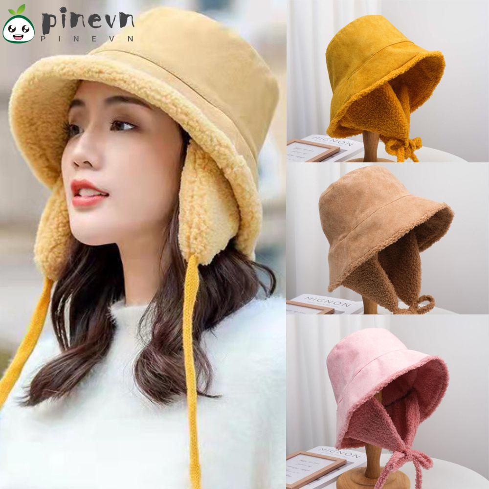 Mũ Bucket Lông Cừu Mềm Mại Bảo Vệ Tai Thời Trang Cho Nam Và Nữ