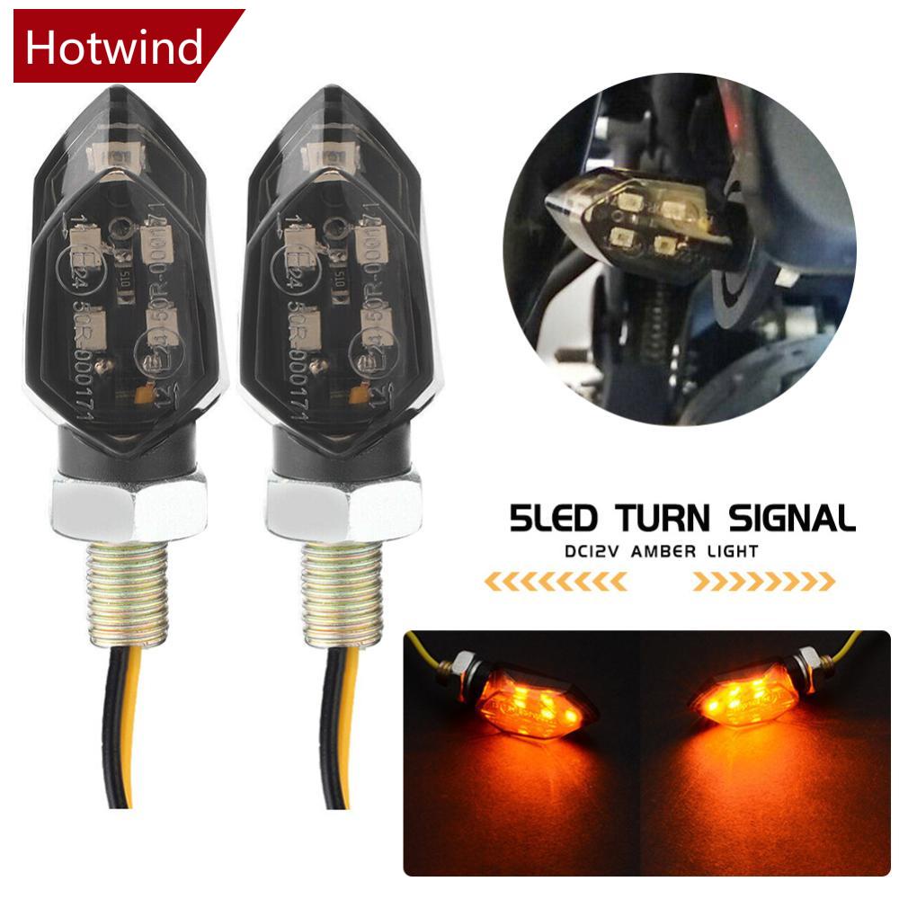 Set 2 Đèn Xi Nhan Mini 5LED 12V Màu Hổ Phách Hai Dây Thông Dụng Cho Kawasake E7G9