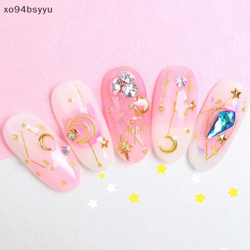 Hộp Phụ Kiện Trang Trí Móng Tay Nghệ Thuật xo94bsyyu Hình Trăng Sao Màu Vàng Kim Tuyến Lấp Lánh