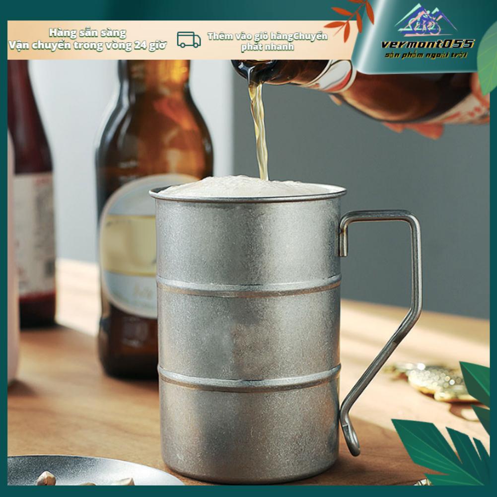 Vermont055 Cốc bia 304 Thép không gỉ Phong cách Retro Hình dạng tre tròn cắm trại cho trong nhà ngoài trời