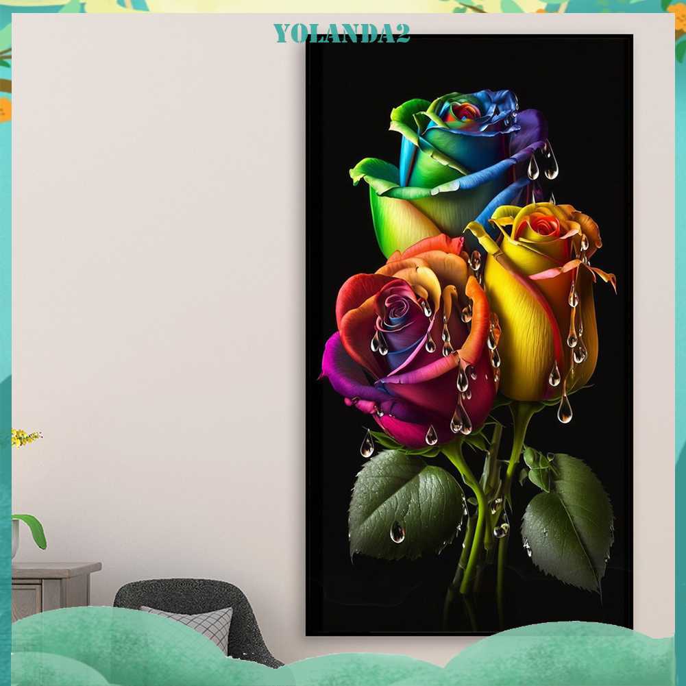 Tranh Đính Đá Kim Cương Toàn Bộ 5D DIY Hình Vẽ Hoa Hồng