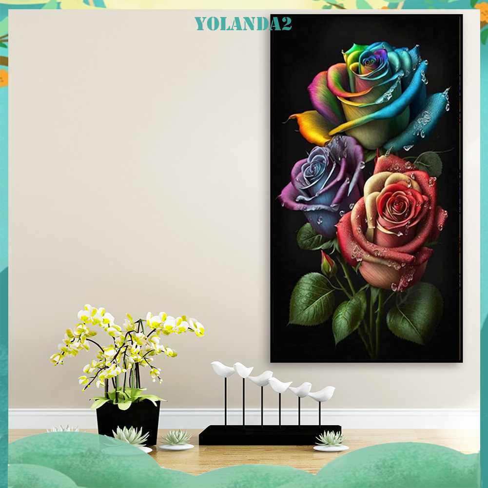 Tranh Đính Đá Kim Cương Toàn Bộ 5D DIY Hình Vẽ Hoa Hồng