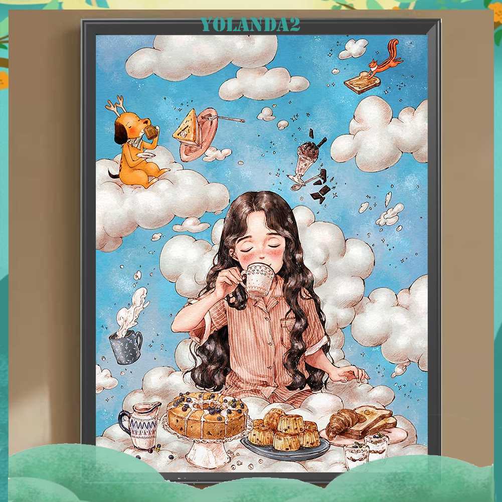 Tranh Đính Đá Kim Cương Toàn Bộ 5D DIY Hình Vẽ Cô Gái Trang Trí Nhà Cửa