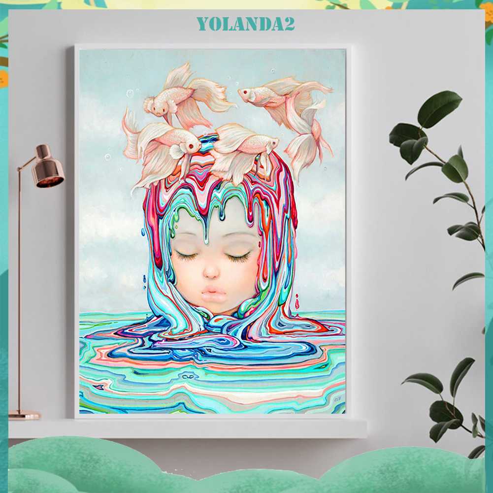 Tranh Đính Đá Kim Cương Toàn Bộ 5D DIY Hình Vẽ Cô Gái Trang Trí Nhà Cửa