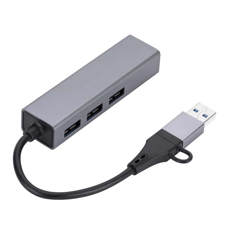Thẻ Mạng Gigabit 1000Mbps 3 Cổng 3.0 HUB 2 Trong 1 Cáp USB-C Sang RJ45