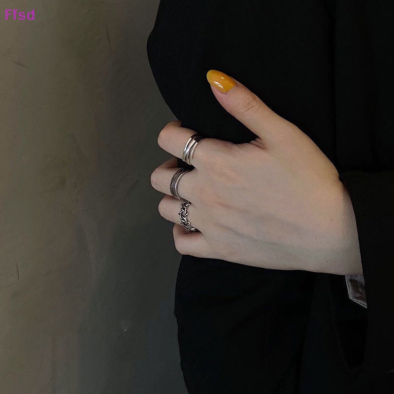 {Ffsd} Bộ 3 Nhẫn Hợp Kim Dạng Mở Rộng Phong Cách Punk Hip hop Cổ Điển Có Thể Điều Chỉnh Trang Sức Cho Nam Và Nữ * Hàng Bán Chạy