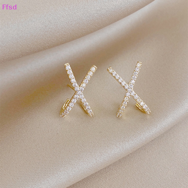 1 Đôi Bông Tai Chữ X Đính Đá Đơn Giản Sáng Tạo Thời Trang Dành Cho Nữ