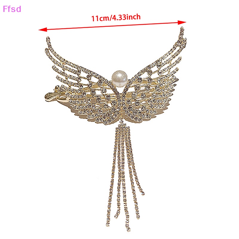 {Ffsd} Kẹp Tóc Đuôi Ngựa Hình Đôi Cánh Thiên Thần Đính Đá Ngọc Trai Giả Phong Cách Hàn Quốc Cho Nữ * Bán Chạy
