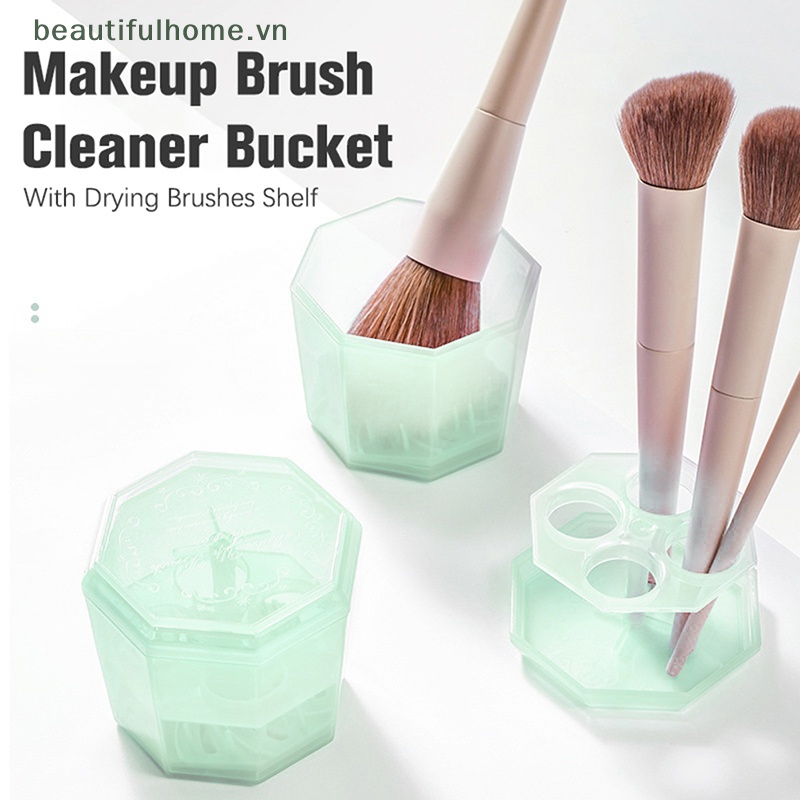 Xô Vệ Sinh Cọ Trang Điểm Có Giá Phơi Khô Tiện Dụng