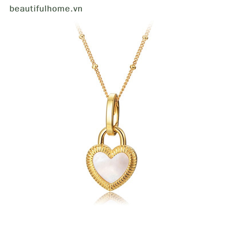 [beautifulhome] Vòng cổ Mặt Ổ Khóa Trái Tim Bằng Thép Titan Hai Mặt Màu Trắng Và Đen Tinh Tế Làm Quà Tặng Tiệc Tùng [beauty]