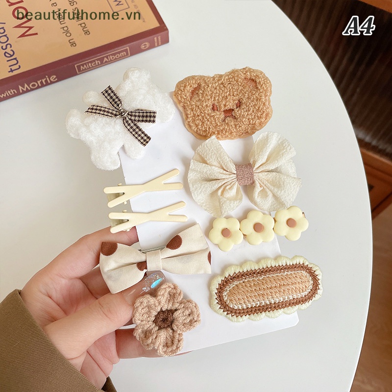 Set 10 Kẹp Tóc Hình Gấu Hoạt Hình Dễ Thương Cho Bé Gái