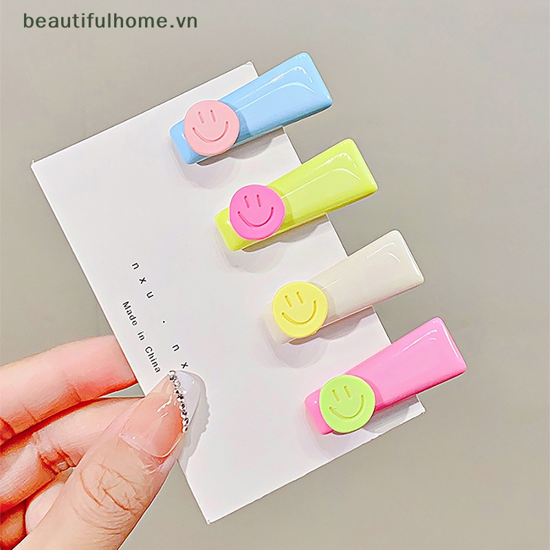 Kẹp Tóc Kim Loại Hình Mặt Cười Màu Kẹo Dễ Thương Cho Nữ