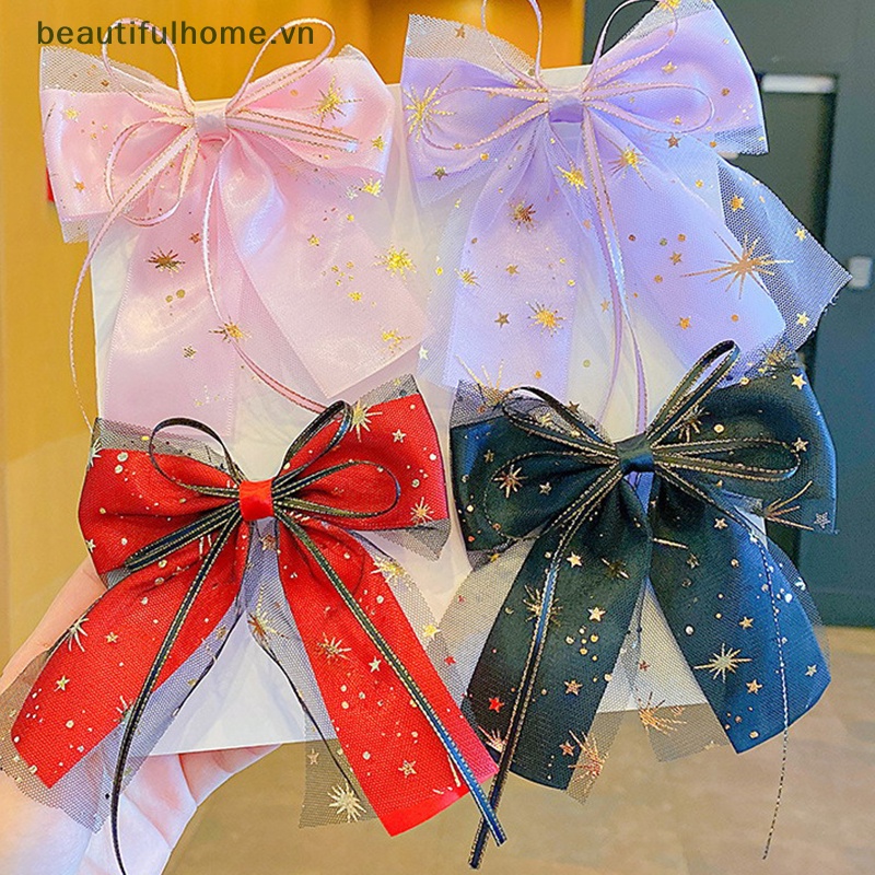 Kẹp Tóc Nơ Lưới Hình Ngôi Sao Phong Cách Lolita Ngọt Ngào Thời Trang Cho Bé Gái