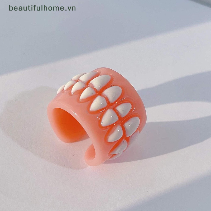 Nhẫn Nhựa Hình Chiếc Răng Sáng Tạo Vui Nhộn Thời Trang Hàn Quốc Cho Nam Nữ