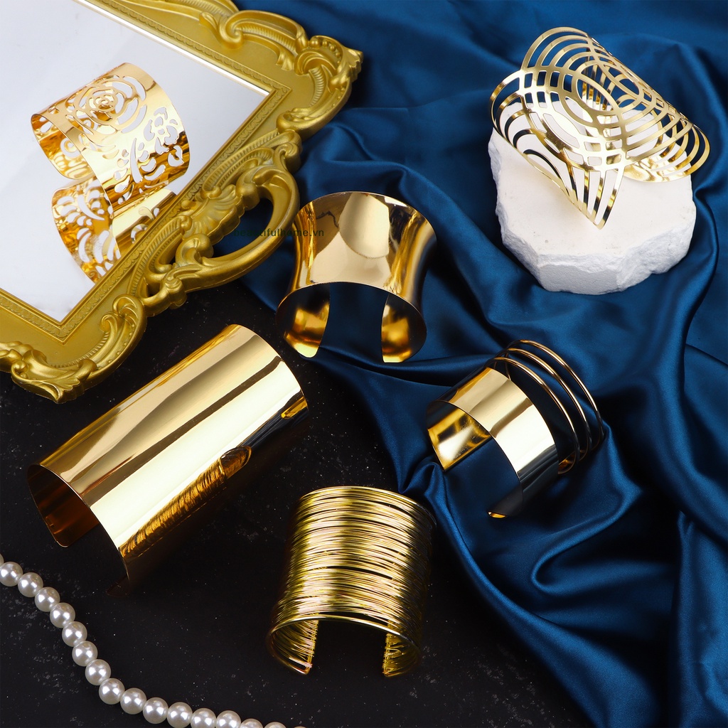 Bộ 6 Vòng Đeo Cánh Tay Màu Vàng Kim Chất Lượng Cao