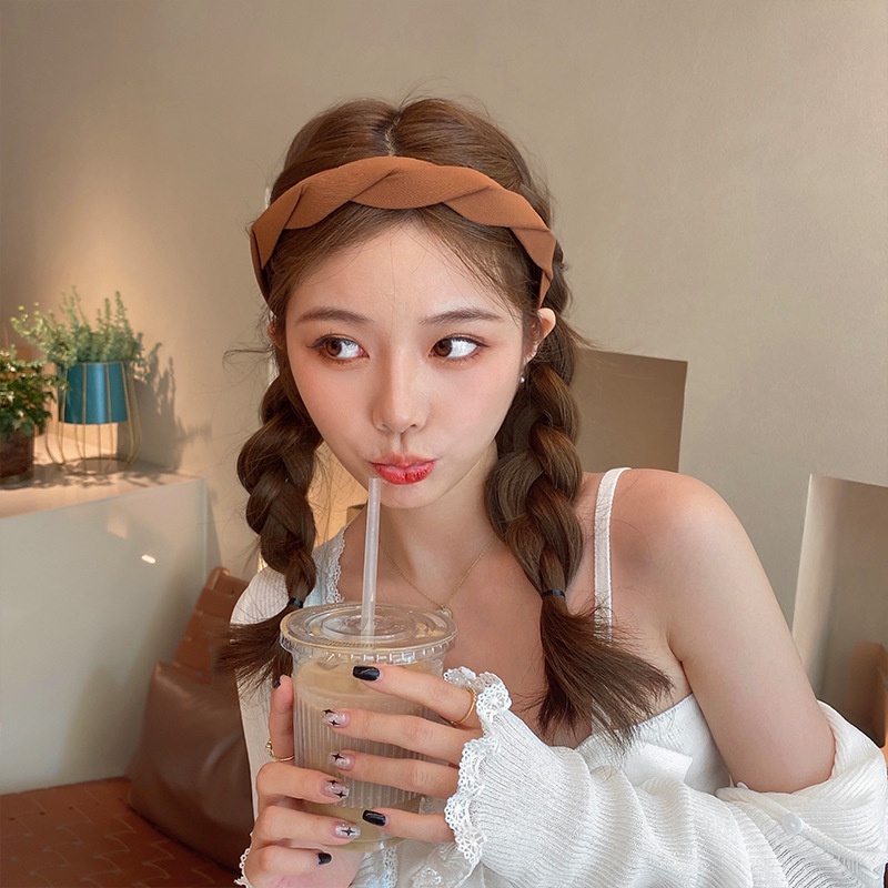 Băng Đô Cài Tóc Màu Cà Phê Phong Cách Hàn Quốc Thời Trang Mùa Hè Xinh Xắn