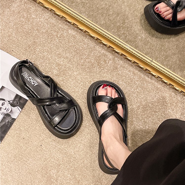 KUCLUT dép sandal nữ đi chơi dép bánh mì đế cao dép quai giày đế cao dép ulzzang 2023NEW mẫu mới 29z23071048