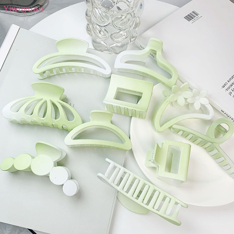 Kẹp Tóc Móng Vuốt Cá Mập Lớn Màu Xanh Lá Mùa Hè Thanh Lịch Thời Trang Cho Nữ < Yiwuyuan > Mới