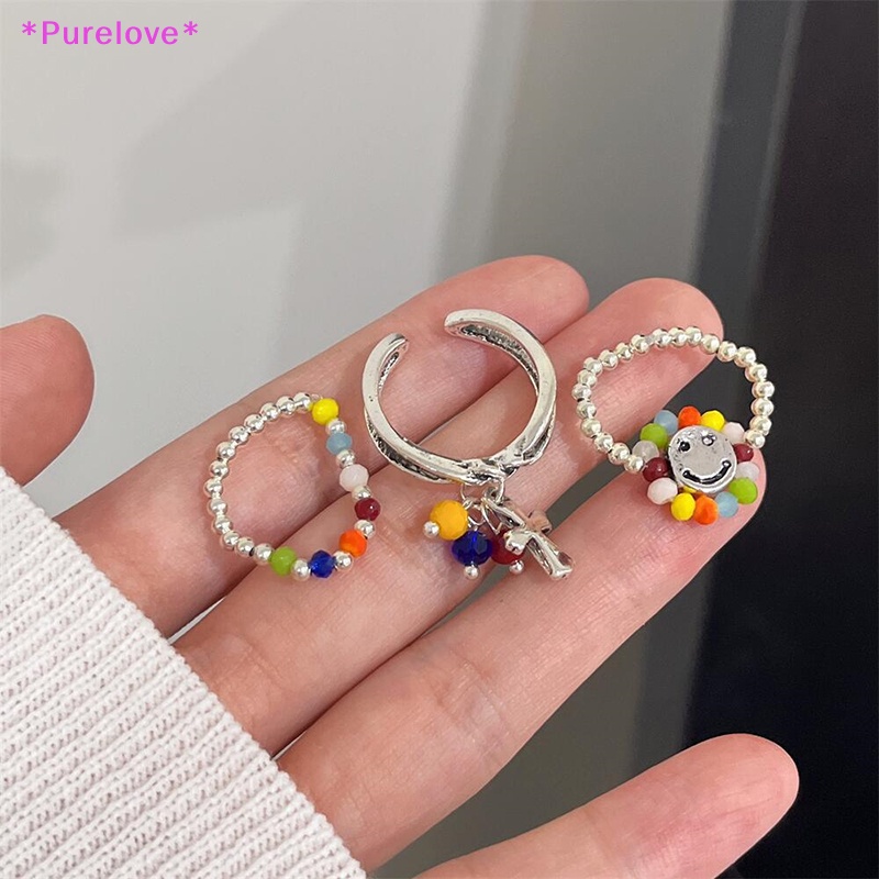 Purelove > Nhẫn Xỏ Hạt Cườm Nhiều Màu Sắc Co Giãn Tốt Hình Mặt Cười Dễ Thương Dành Cho Nữ Mới
