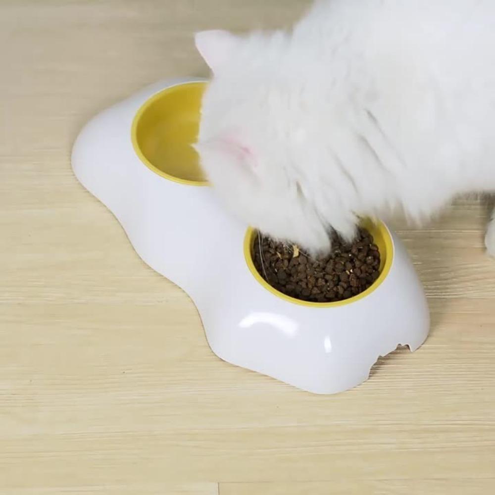 Khay Đựng Thức Ăn Hai Ngăn Bằng Nhựa Dễ Thương Dành Cho Thú Cưng