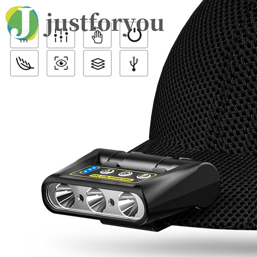 Đèn Pin Đeo Đầu Cảm Ứng Có Kẹp Gắn Mũ Cho Hoạt Động Ngoài Trời