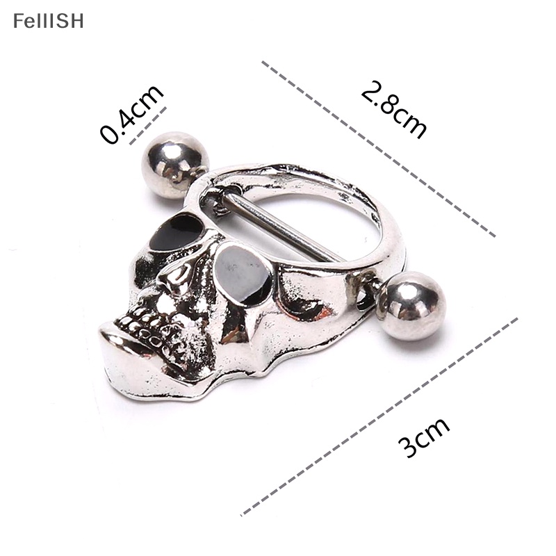 Khuyên Nhũ Bằng Thép Không Gỉ Hình Đầu Lâu 439br