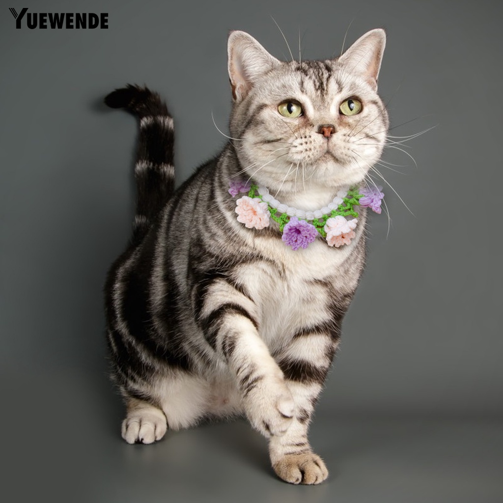 Vòng Cổ Đan Len Họa Tiết Hoa 3D Dễ Thương Có Thể Điều Chỉnh Cho Thú Cưng