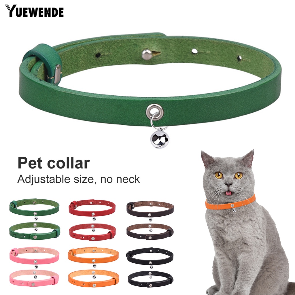 Vòng Cổ Bằng Da Bò Màu Trơn Chống Khóa Thoáng Khí Thời Trang Cho Thú Cưng