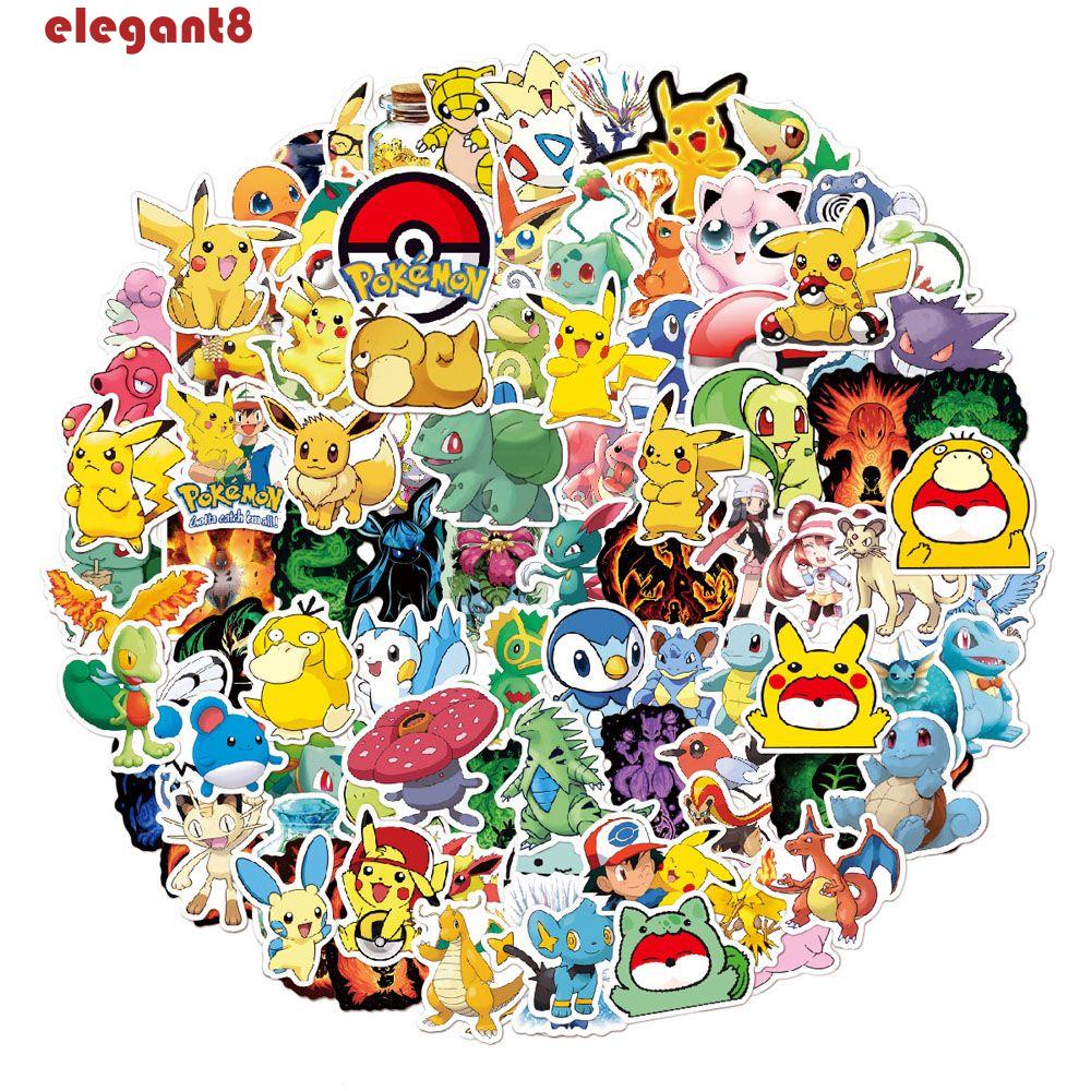 Bộ 100 Miếng Dán Chống Nước Hình Pokemon Trang Trí Đàn Guitar Laptop Ván Trượt