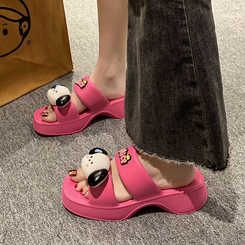 Kisstyle Dép Sandal Đế Dày Mềm Mại Họa Tiết Hoạt Hình Thoải Mái Thời Trang Đi Biển Cho Nữ